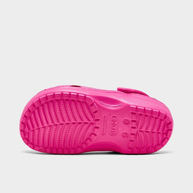 Bottom view of Girls' Little Kids' Crocs Classic Clog Shoes in Electric Pink Click to zoom