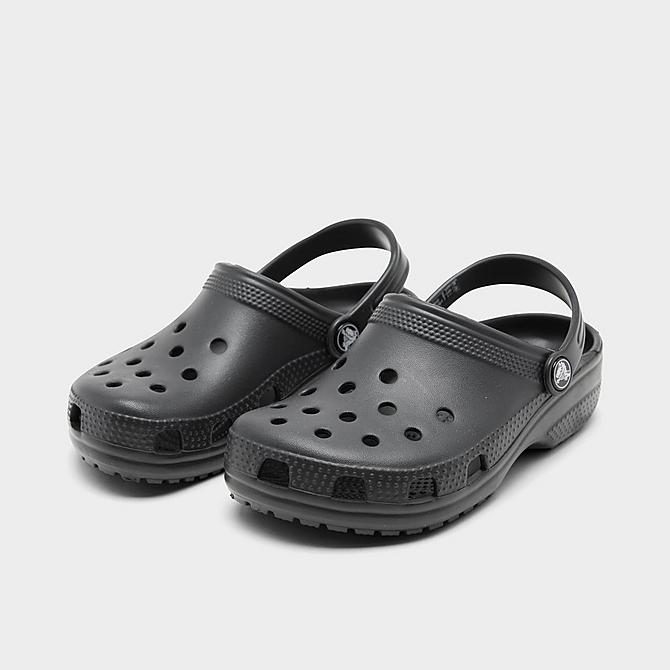 Three Quarter view of Little Kids' Crocs Classic Clog Shoes in Black Click to zoom