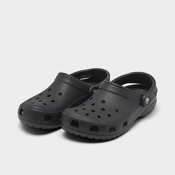 Three Quarter view of Big Kids' Crocs Classic Clog Shoes in Black Click to zoom