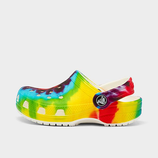 Right view of Kids' Toddler Crocs Classic Tie-Dye Graphic Clog Shoes in Multi Click to zoom