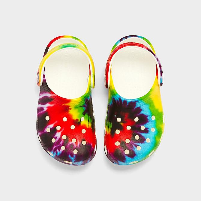 Back view of Kids' Toddler Crocs Classic Tie-Dye Graphic Clog Shoes in Multi Click to zoom