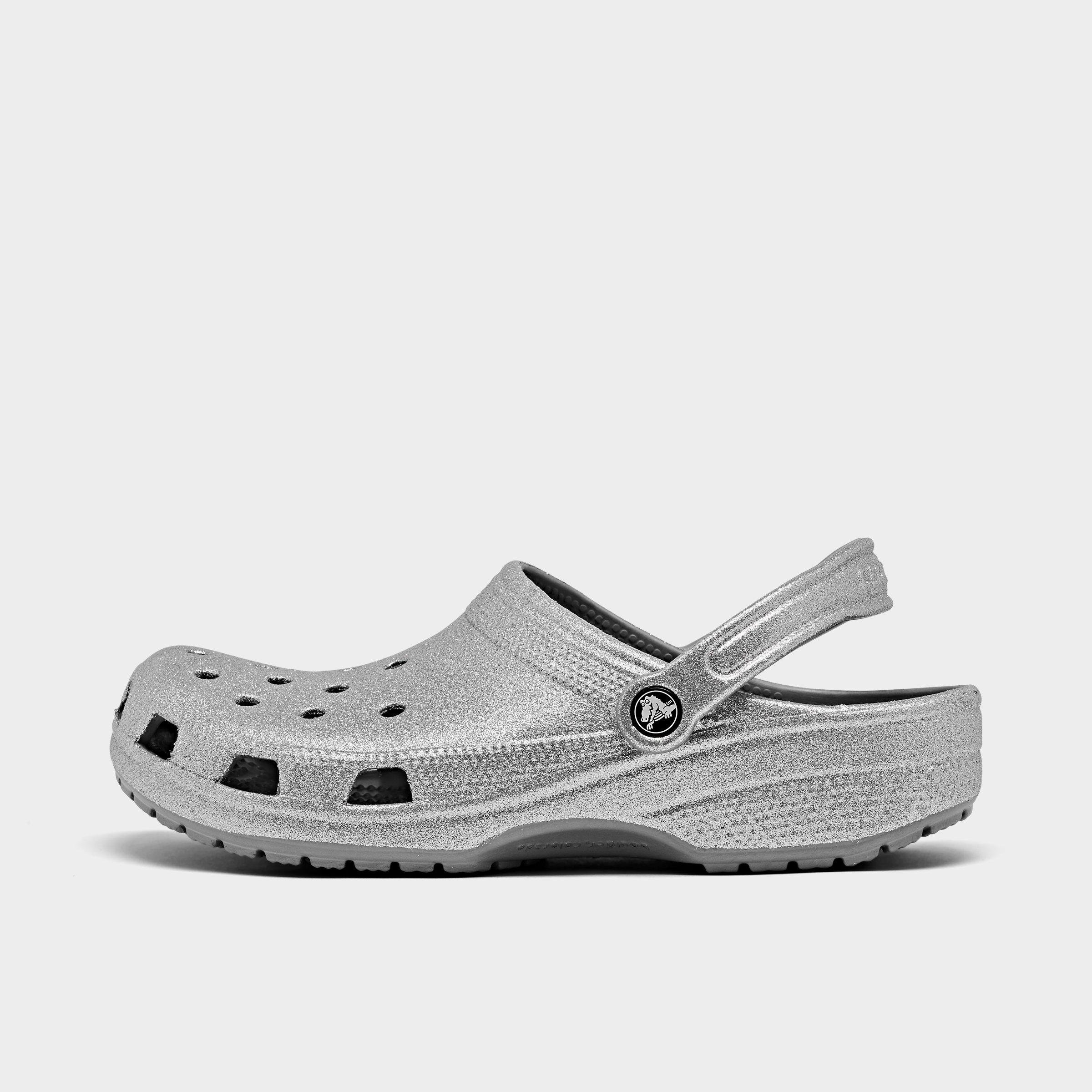 silver glitter crocs
