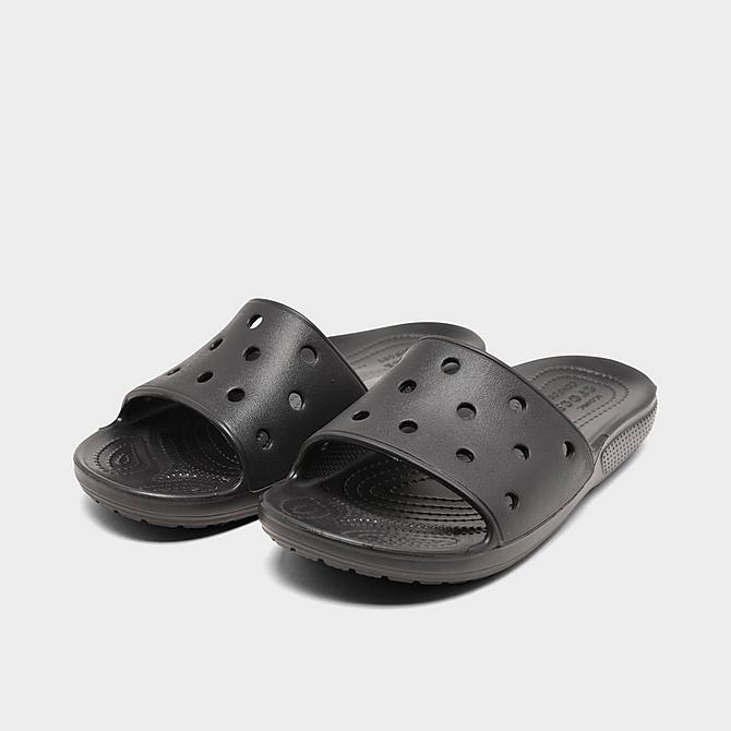 Three Quarter view of Crocs Classic Slide Sandals in Black Click to zoom