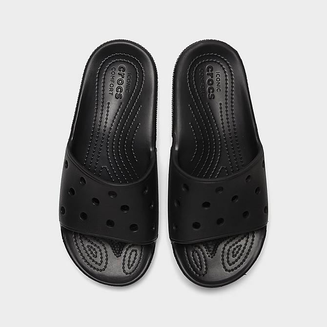 Back view of Crocs Classic Slide Sandals in Black Click to zoom