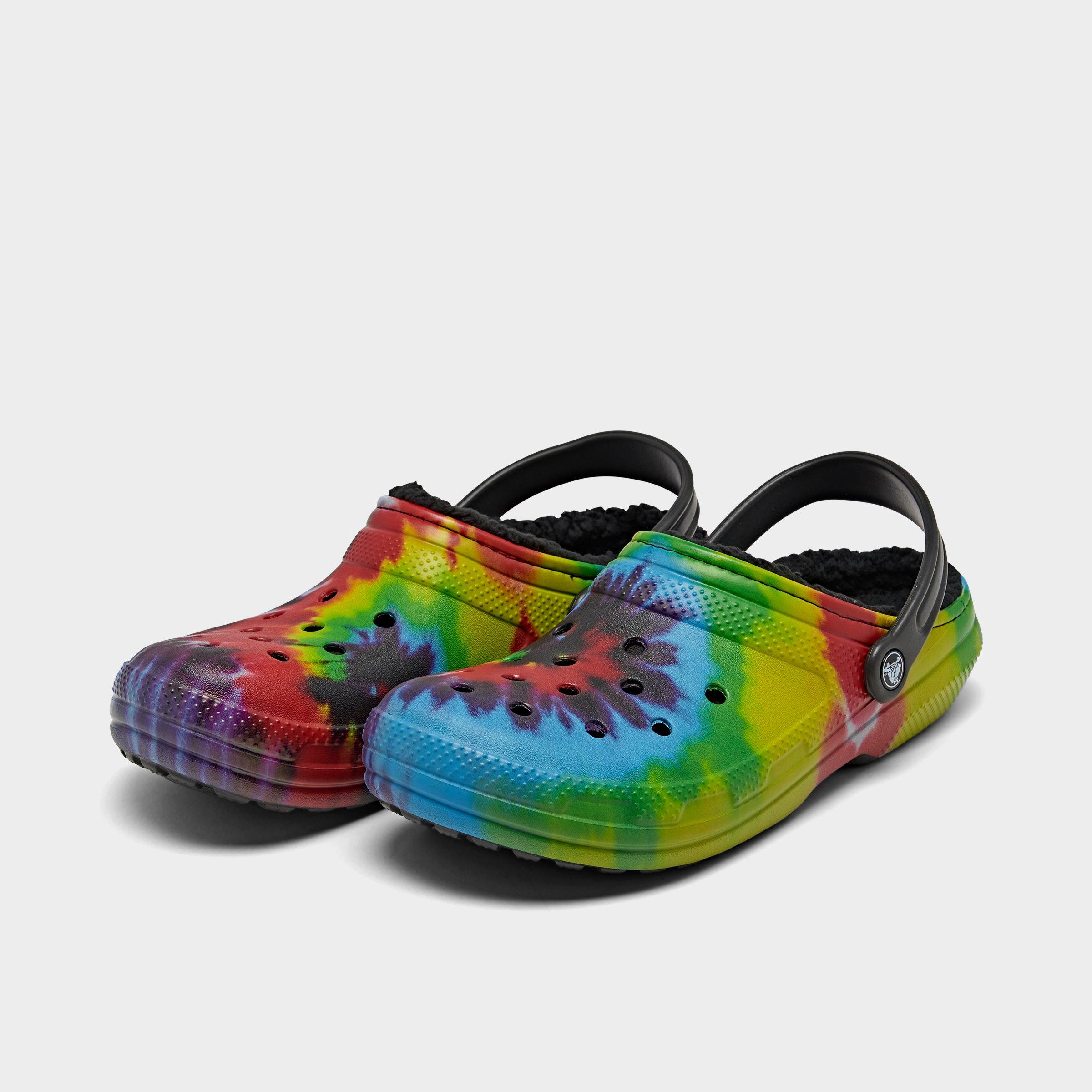 crocs tie dye with fur