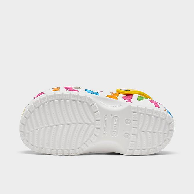 Bottom view of Girls' Little Kids' Crocs Classic Vacay Vibes Clog Shoes in Butterfly/White Click to zoom