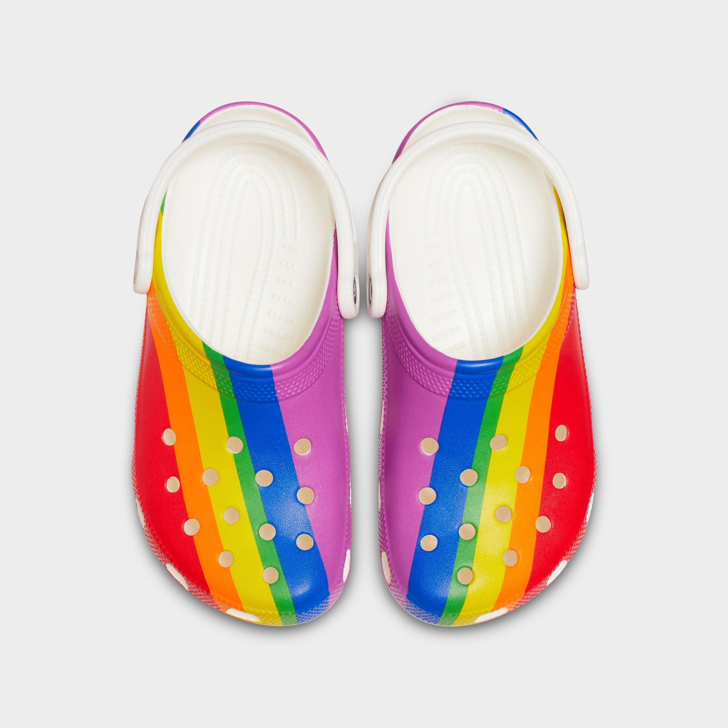 Crocs Classic Rainbow Stripe Clog Shoes 