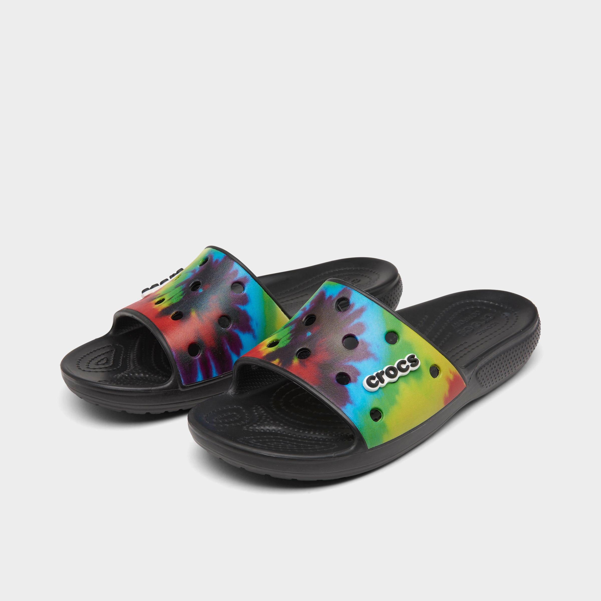 black tie dye crocs