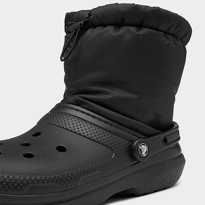 Front view of Crocs Classic Lined Neo Puff Boots in Black/Black Click to zoom