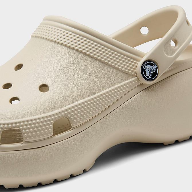 Front view of Women's Crocs Classic Platform Clog Shoes in Bone Click to zoom