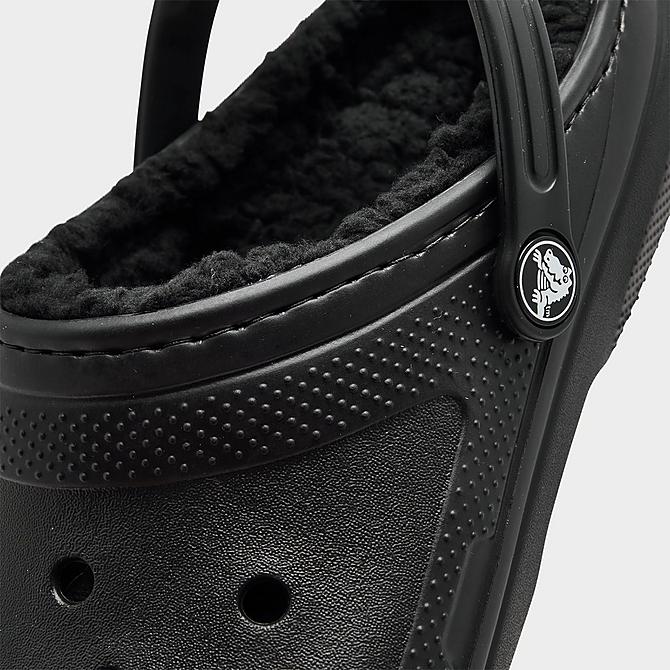 Front view of Big Kids' Crocs Classic Lined Clog Shoes in Black Click to zoom