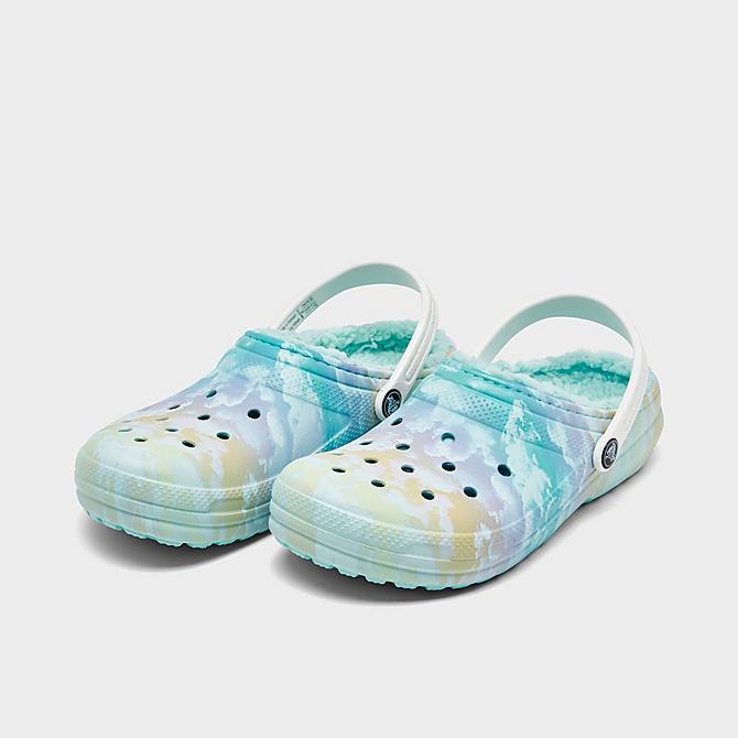 Three Quarter view of Big Kids' Crocs Classic Lined Out Of This World Clog Shoes in Multi Click to zoom