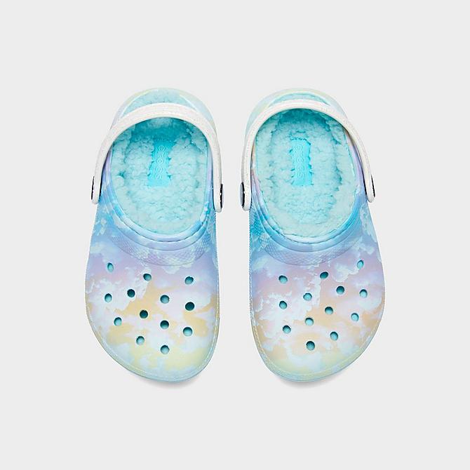 Back view of Girls' Toddler Crocs Classic Cloud Lined Clog Shoes in Pastel Multi Click to zoom
