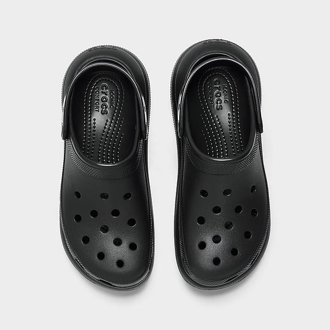 Back view of Crocs Classic Crush Clog Shoes (Unisex Sizing) in Black Click to zoom