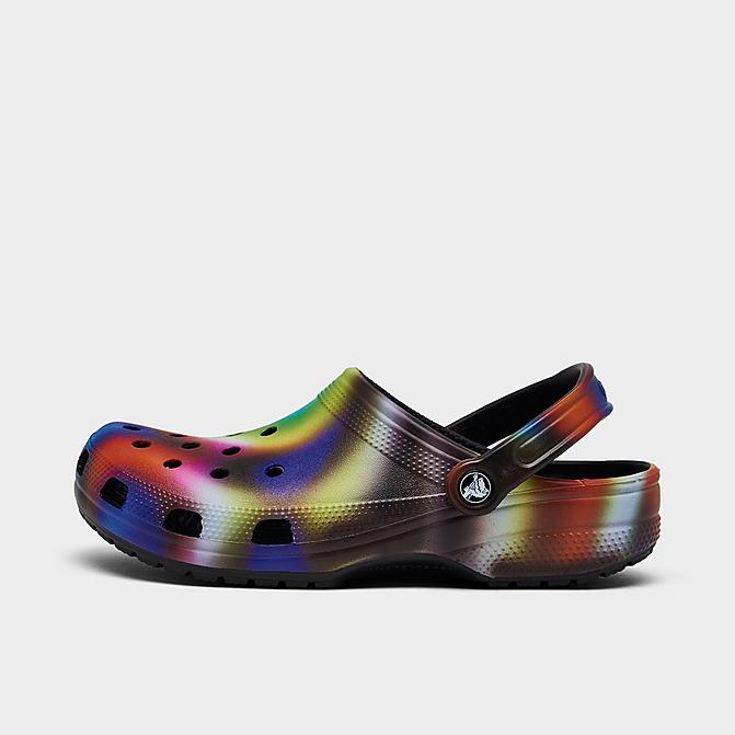 Right view of Crocs Classic Solarized Clog Shoes (Men's Sizing) in Black/Multicolor Click to zoom