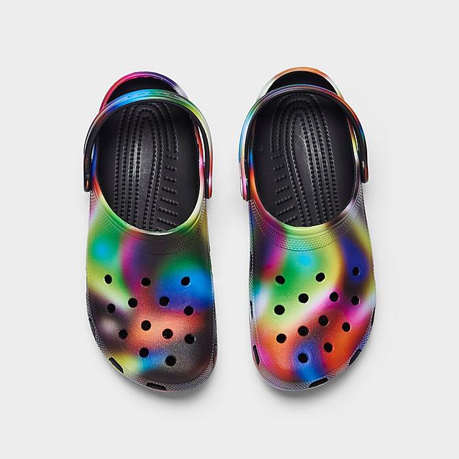 Back view of Crocs Classic Solarized Clog Shoes (Men's Sizing) in Black/Multicolor Click to zoom
