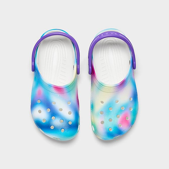 Back view of Little Kids’ Crocs Classic Solarized Clog Shoes in White/Multi Click to zoom
