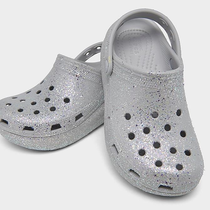 Front view of Girls' Little Kids' Crocs Classics Cutie Clog Shoes in Atmosphere/Multi Click to zoom