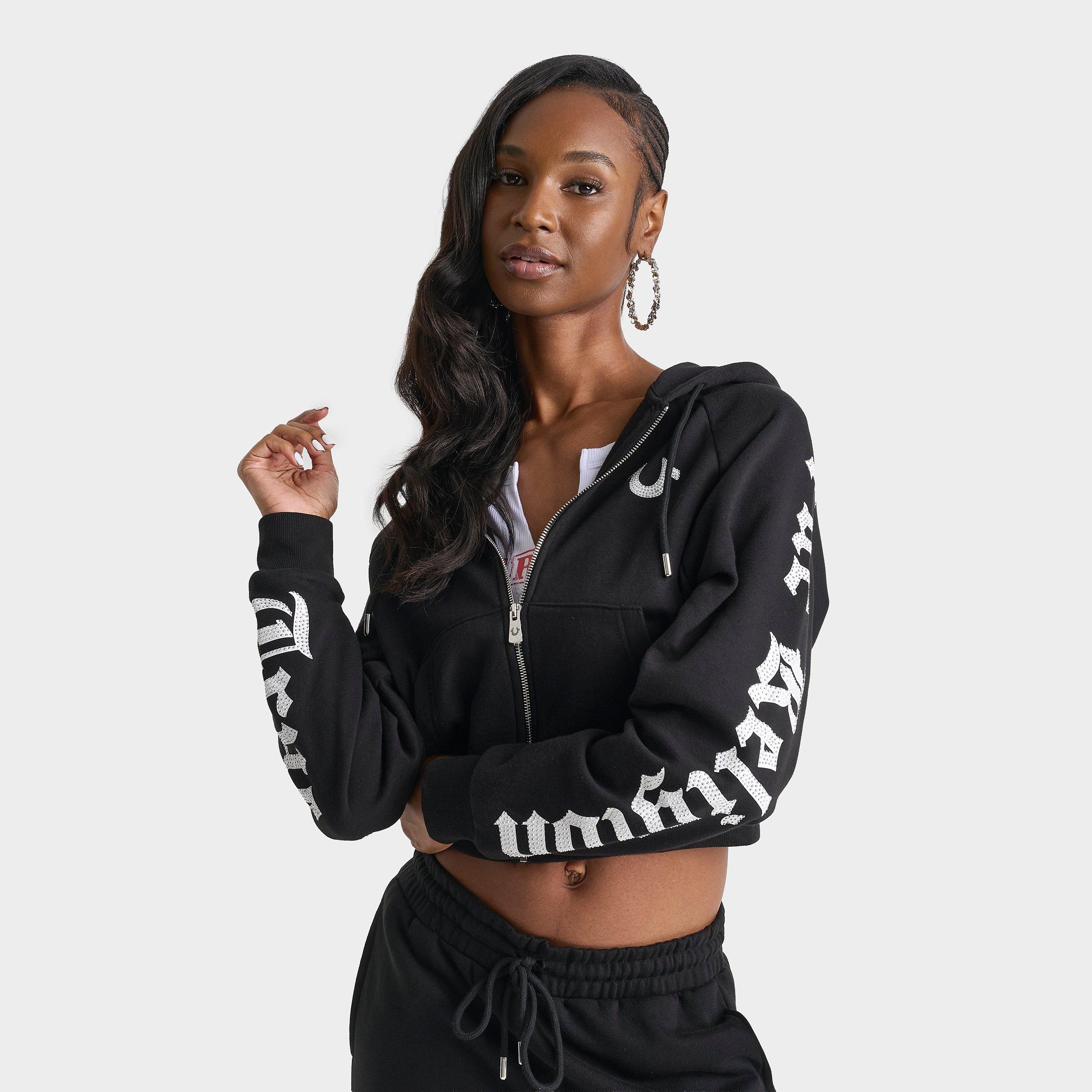 Women's True Religion Crystal Relaxed Full-Zip Hoodie | Finish Line