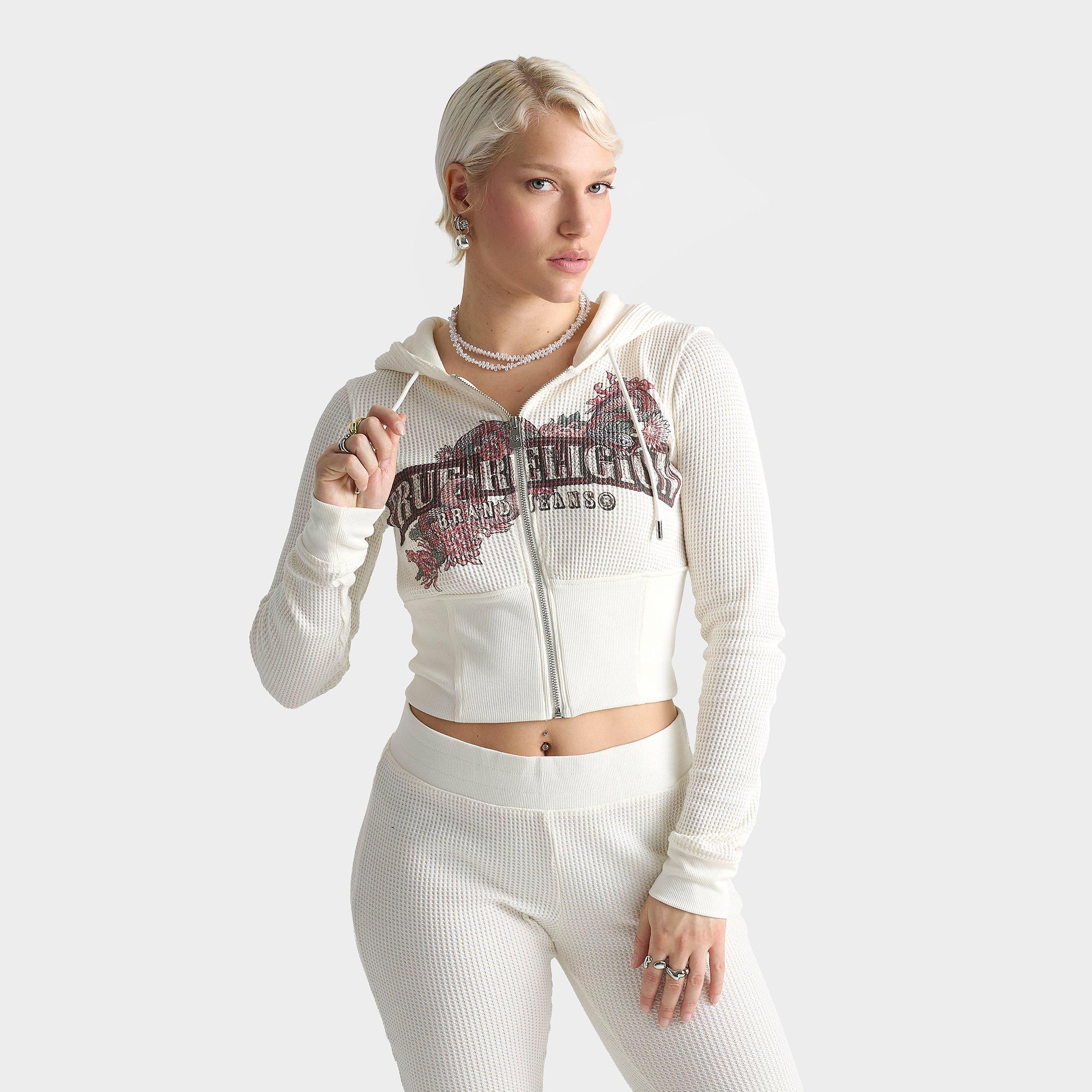 Women's True Religion Waffle Knit Contour Full-Zip Hoodie | Finish