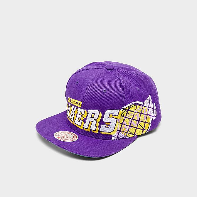 Right view of Mitchell & Ness Los Angeles Lakers The Grid Snapback Hat in Purple Click to zoom