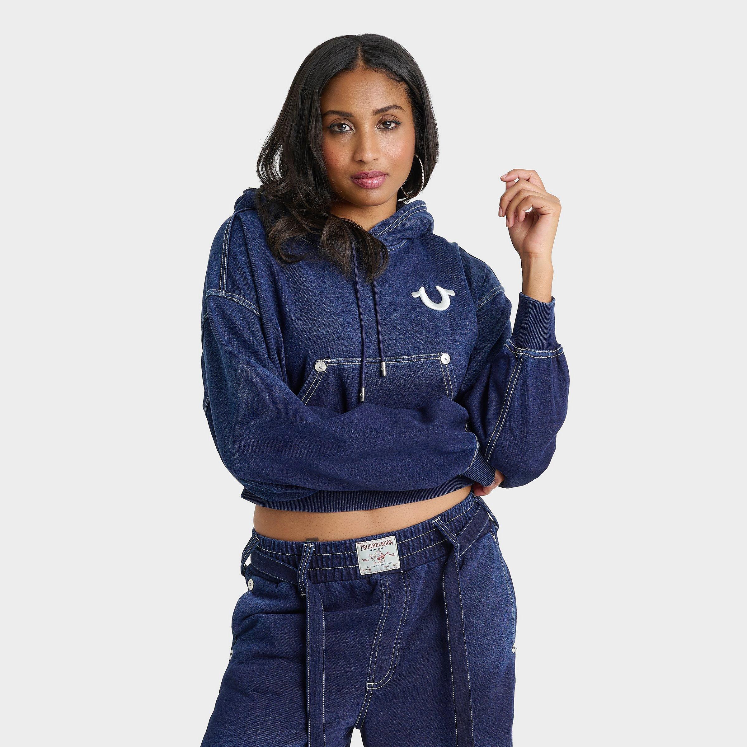 Women's True Religion Washed Indigo Pullover Hoodie | Finish Line