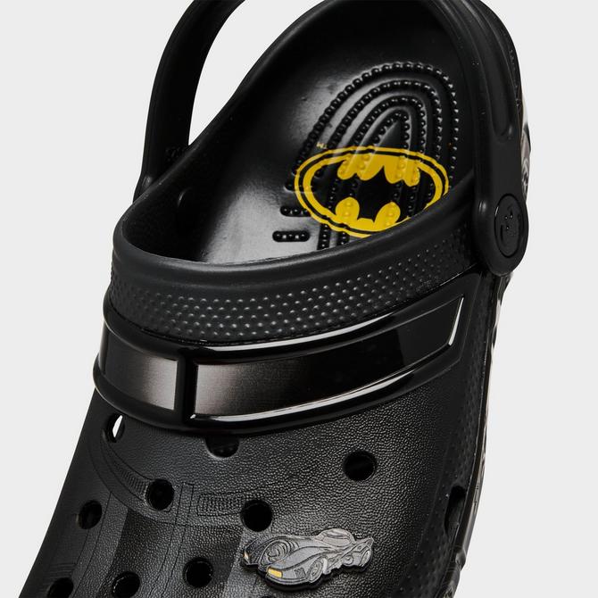 Front view of Little Kids' Crocs x Batman Batmobile Classic Clog Shoes in Black Click to zoom