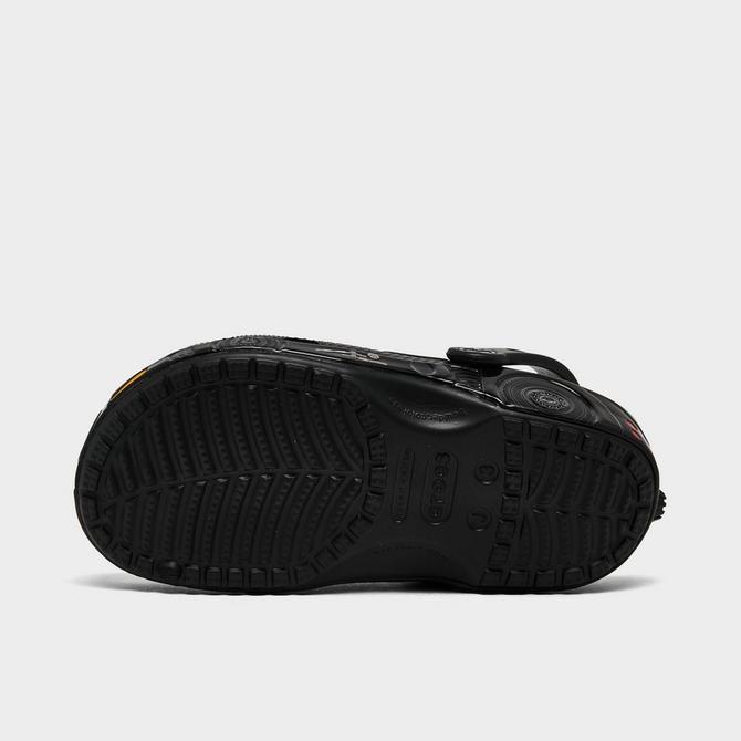 Bottom view of Little Kids' Crocs x Batman Batmobile Classic Clog Shoes in Black Click to zoom