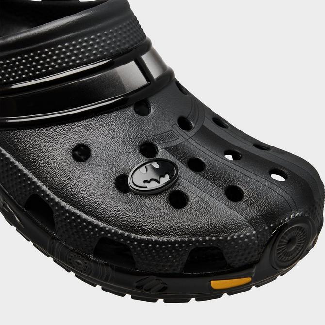 Front view of Big Kids' Crocs x Batman Batmobile Classic Clog Shoes in Black Click to zoom