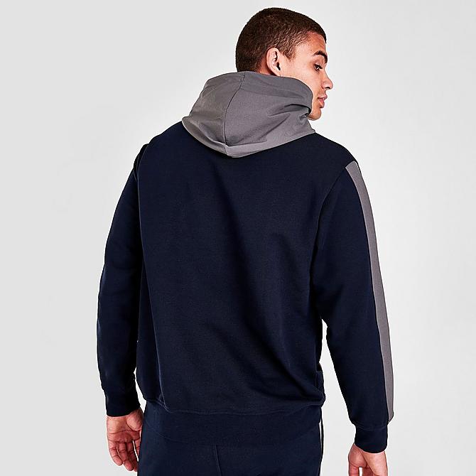 Back Right view of Men's NICCE Dax Pullover Hoodie in Deep Navy/Steel Grey Click to zoom