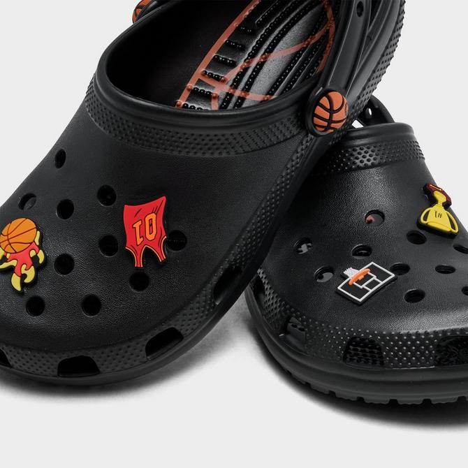 Front view of Big Kids' Crocs Basketball Classic Clog Shoes in Black Click to zoom