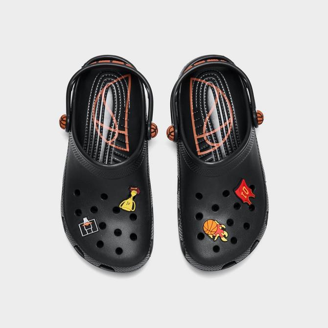 Back view of Big Kids' Crocs Basketball Classic Clog Shoes in Black Click to zoom
