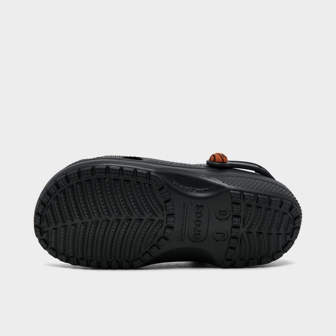 Bottom view of Big Kids' Crocs Basketball Classic Clog Shoes in Black Click to zoom