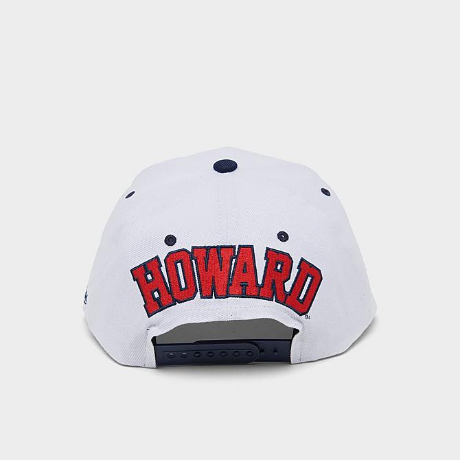Front view of Mitchell & Ness Howard University Dropback Snapback Hat in White/Navy/Red Click to zoom