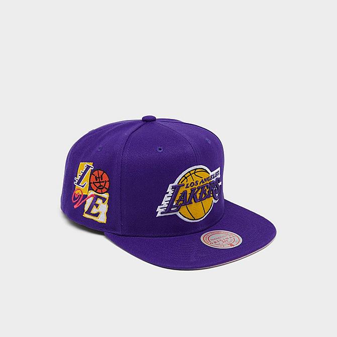 Right view of Mitchell & Ness Los Angeles Lakers All Love Snapback Hat in Purple Click to zoom