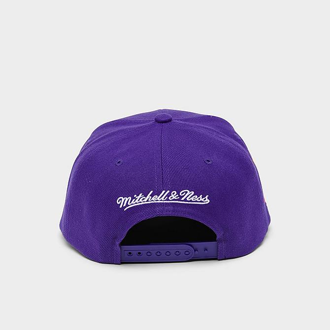 Front view of Mitchell & Ness Los Angeles Lakers All Love Snapback Hat in Purple Click to zoom