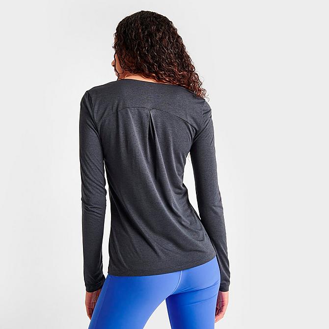 Back Right view of Women's On Performance Long-Sleeve T-Shirt in Black Click to zoom