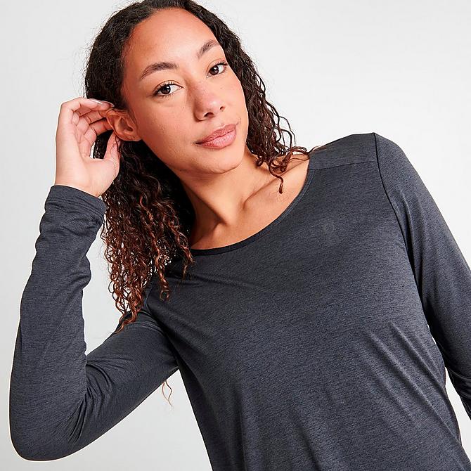On Model 5 view of Women's On Performance Long-Sleeve T-Shirt in Black Click to zoom