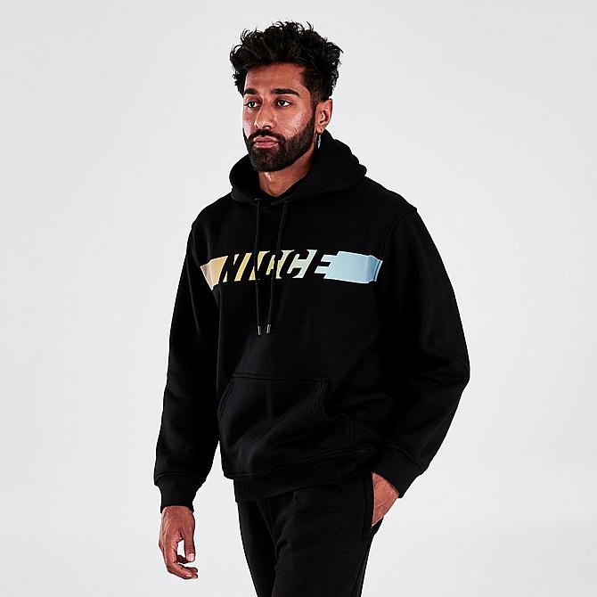 Back Left view of Men's Nicce Omaze Pullover Hoodie in Black Click to zoom