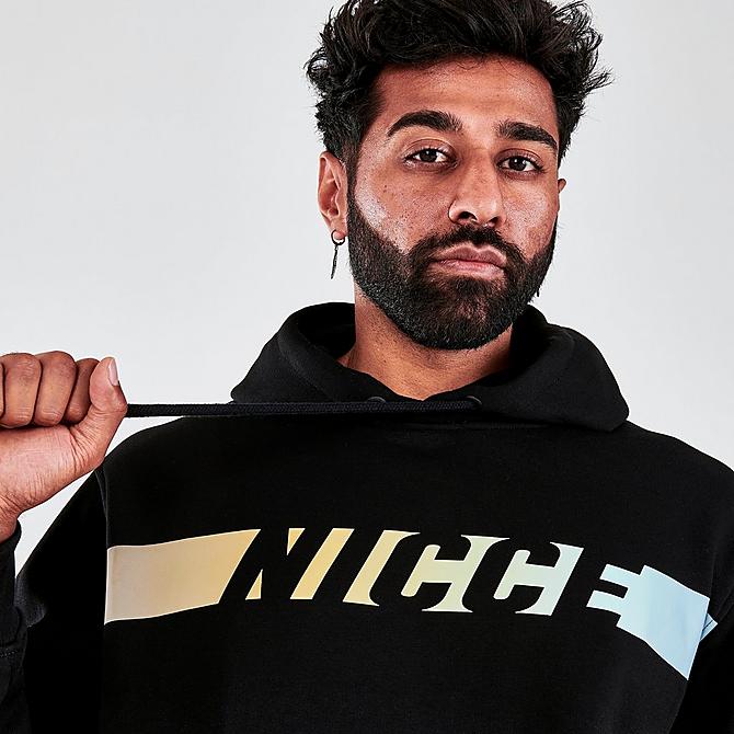 On Model 5 view of Men's Nicce Omaze Pullover Hoodie in Black Click to zoom