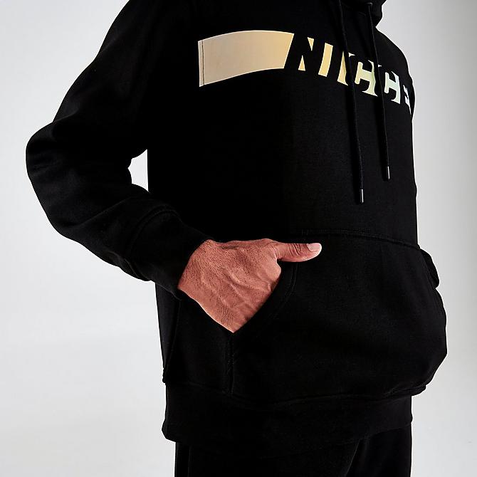 On Model 6 view of Men's Nicce Omaze Pullover Hoodie in Black Click to zoom