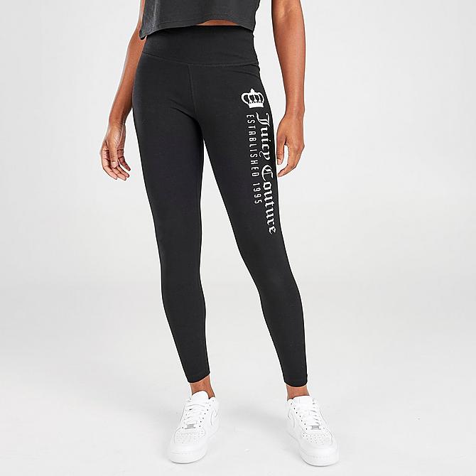 Front Three Quarter view of Women's Juicy Sport Heritage Leggings in Black/White Click to zoom