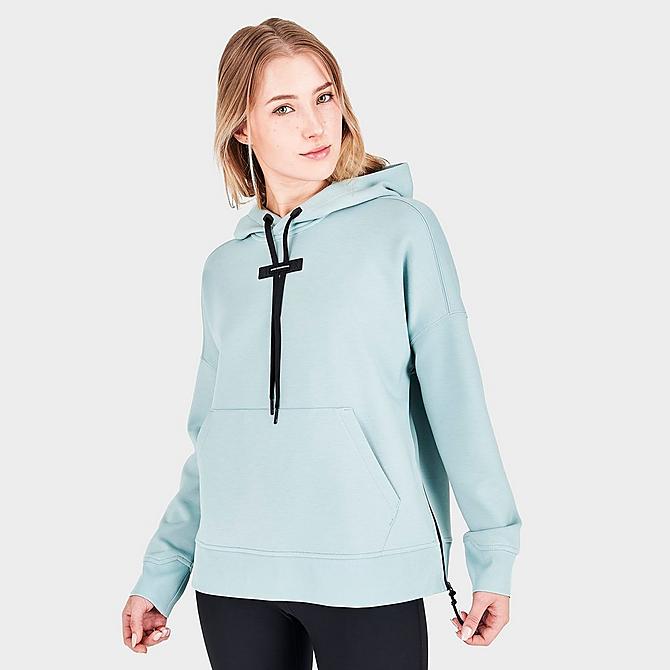 Back Left view of Women's On Classic Hoodie in Sea Click to zoom