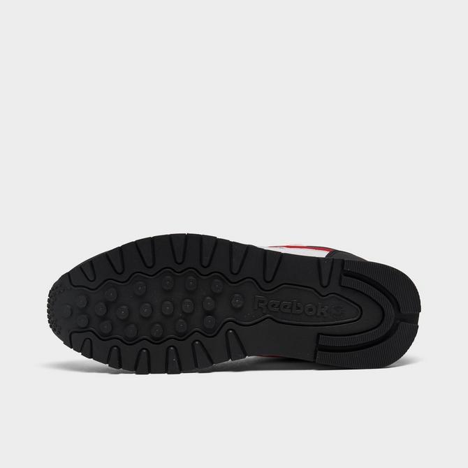Bottom view of Big Kids' Reebok Classic Leather Casual Shoes in White/Vector Navy/Vector Red Click to zoom