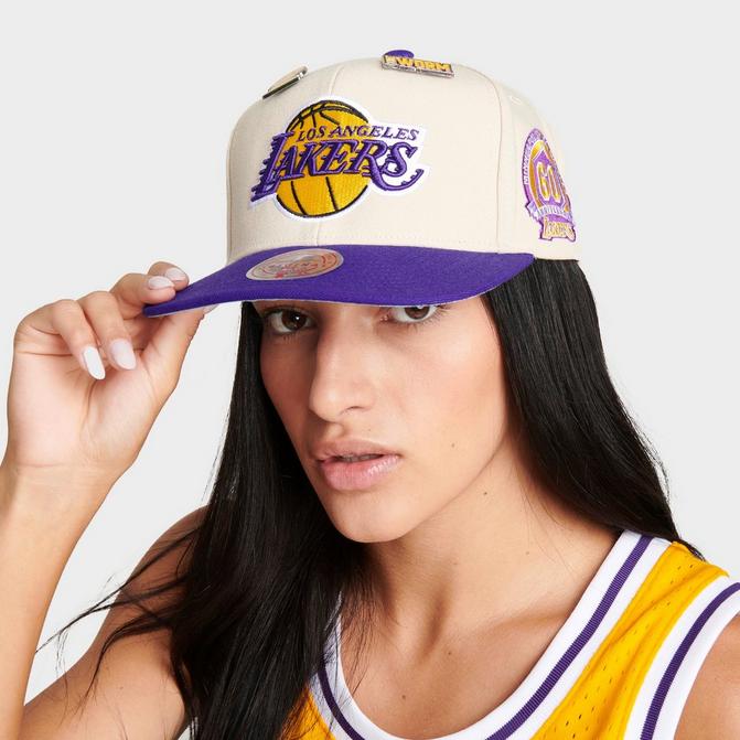 Mitchell & Ness x NBA Lakers Off White Snapback Hat