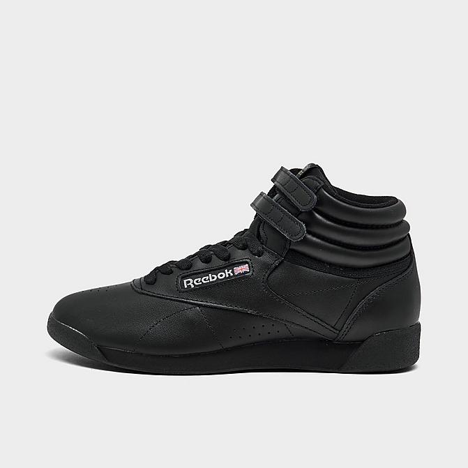 Right view of Women's Reebok Freestyle Hi Casual Shoes in Black Click to zoom