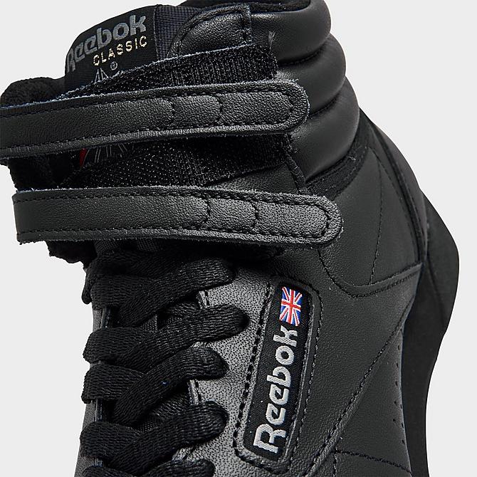 Front view of Women's Reebok Freestyle Hi Casual Shoes in Black Click to zoom