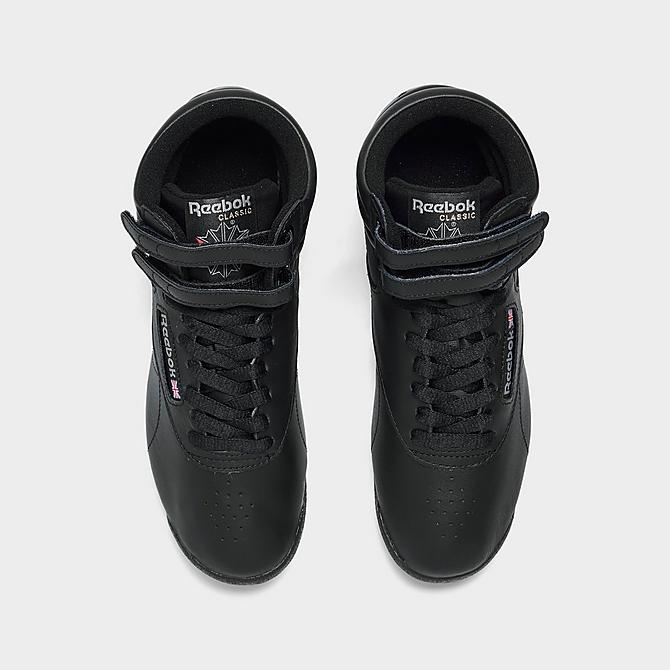 Back view of Women's Reebok Freestyle Hi Casual Shoes in Black Click to zoom