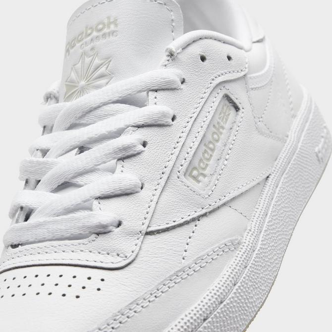 Front view of Women's Reebok Club C 85 Casual Shoes in White/White/Beige Click to zoom