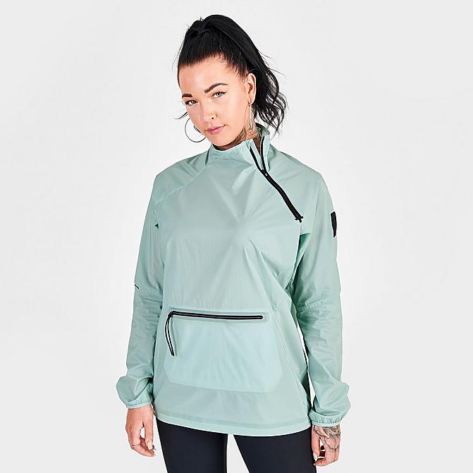 Front view of Women's On Active Jacket in Sea Click to zoom